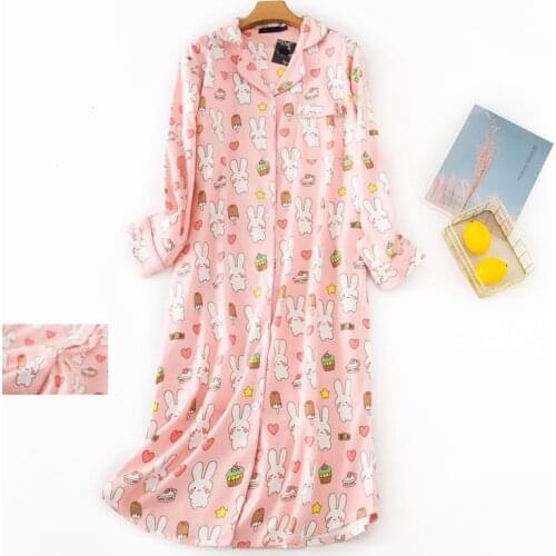 Long Night Gowns Womens Pajamas Cartoon Sweet Top Women Sleeves Shirt Big Size Mom Stripe Sexy Hot Homewear 2020 Clothes