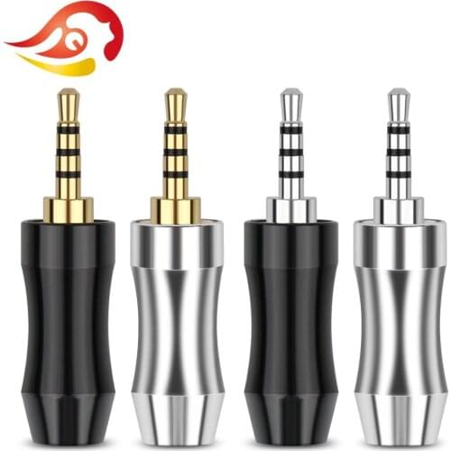 QYFANG 2.5mm Earphone Plug 4 Pole Stereo Rhodium/Gold Plated Copper Audio Jack Wire Connector HiFi Headset Metal Splice Adapter