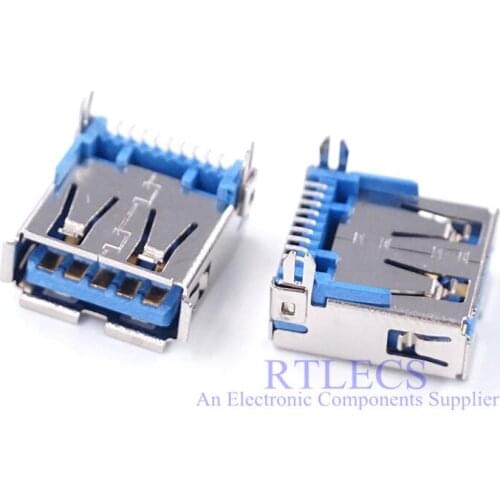 5 PCS SMT USB 3.0 TYPE A Receptacle female connector Right Angle 9 Positions PCB Surface Mount Board Solder