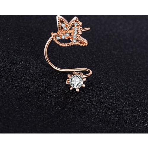 1Pcs New Fashion Gold Color Birds Clip Earring For Women Without Piercing Punk Rock Vintage Crystal Ear Cuff Girls Jewelry Gifts