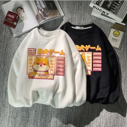 Kawaii Shiba Inu Hoodie Ullzang Harajuku Funny Cotton Hoodies Women Cute Korean Style Autumn Winter Sweatshirt Hoody Female