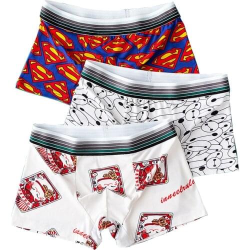 New Boy Underwears Men Modal Boxers Fashion Printed Student Cartoon Print Boxer Shorts Male Comfortable Panties Hot Underpantes