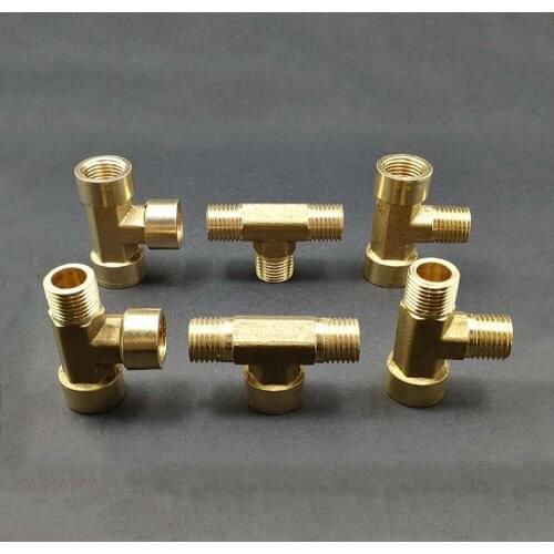 All Types 1/8" 1/4" 3/8" BSP Female Male Tee 3 Ways Splitter Brass Pipe Fitting Water Gas Oil DN6/8/10 Home Garden