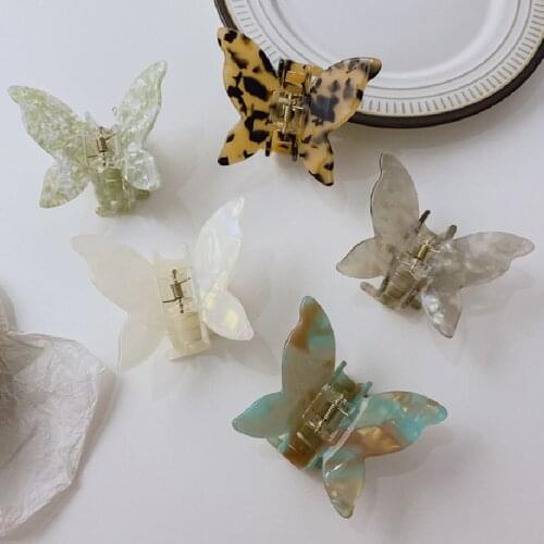 New Acetate Resin Hair Claw Girls Sweet Fairy Butterfly Hairpin Clip Gradient Tie-Dye Color Barrettes for Women Hair Accessories