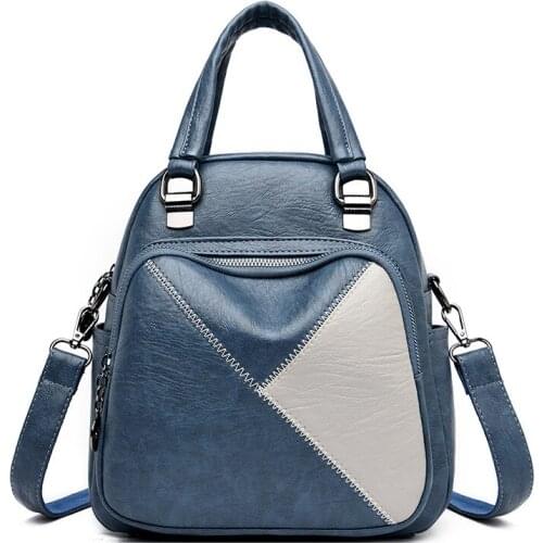 Women Leather School Bags Multifunction Female Shoulder Bag Ladies Small Travel Bagpack