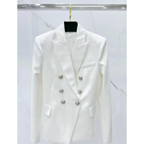 Autumn Luxury 2021 Women High Quality Wool Double Breasted Blazer Jacket For Female Fashion Outerwear 2 Color Gdnz 6.24