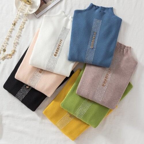 Women Sweater Knitted Turtleneck Sweater Winter Casual Soft Beading Jumper Fashion Slim Long Sleeve Femme Elasticity Pullovers