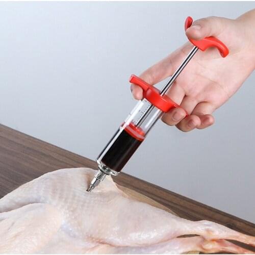 1pc Kitchen Syringes Stainless Steel Needles Injector Meat Sausage Stuffer Kitchen Tool Meat Injectors 30ML kitchen gadgets