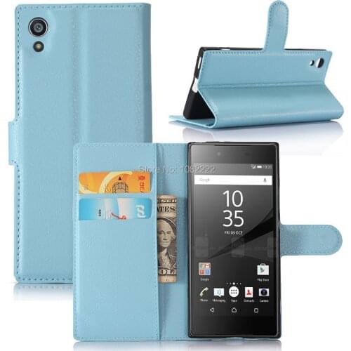 10pcs/lot New Lichi grain wallet PU Leather stand+TPU Cover Case with card slot For Sony Xperia Z6
