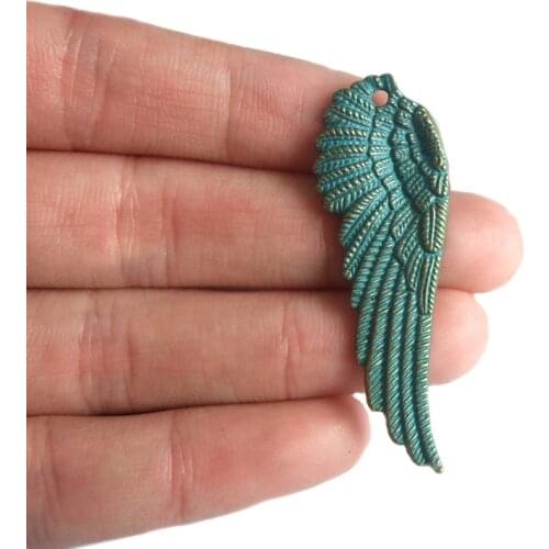 10PCS Antique Greek Bronze Wing Angel Feather Wing Charms Pendants For DIY Necklace Making Jewelry Findings 51x17mm