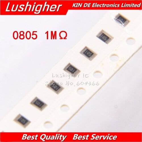 100PCS 0805 SMD Resistor 5% 1M Ohm 105 1004 1.0Mohm 1Mohm