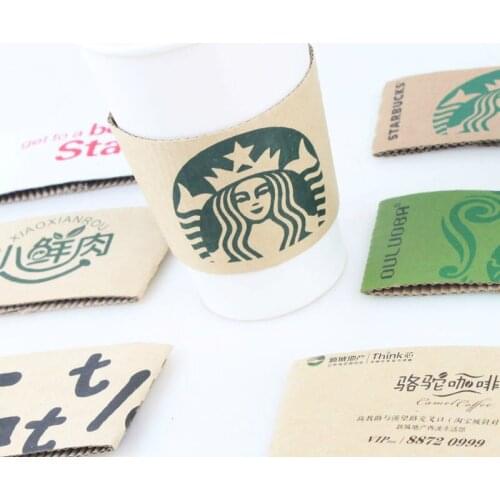 100 pcs Disposable Cup sleeve Cartoon Double-deck corrugated coffee disposable paper Cup sleeve tableware Customized supplier