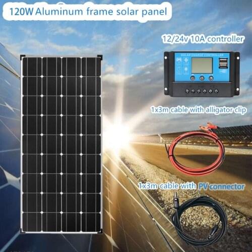 120W 12 Volt Solar Panel Starter Kit Monocrystalline PV Module for Home Camping Boat Caravan RV and Other Off Grid Applications
