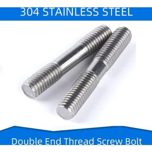 304 Stainless Steel Two Head Screw Bolt Dound End Screws Rod Thenthening Fastening Stick M12 M14 M16 M20