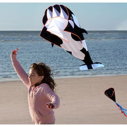 3D Soft Whale Frameless Flying Kite Outdoor Sports Toy Children Kids Funny Gift With 30 meter coil