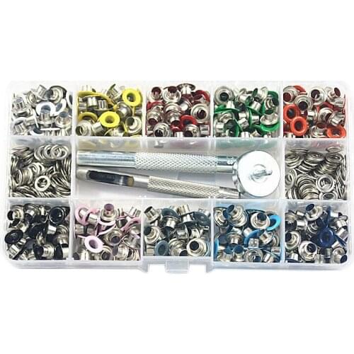 400 Sets 5Mm Multi-Color Grommets Kit Metal Eyelets with Installation Tools and Instructor in Clear Box