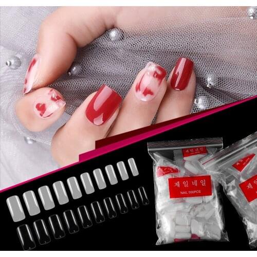 500pcs/bag Full Cover Fake Nail Artificial Press on Long Ballerina Clear/Natural/white False Coffin Nails Art Tips Manicure Tool