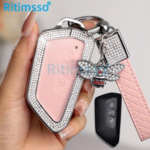 Diamond Leather Car Key Cover For VW Golf 8 Mk8 MK4 2020 For Skoda Octavia A8 MK4 Rktavia A8 New Golf Mark 8 SEAT LEON MK4
