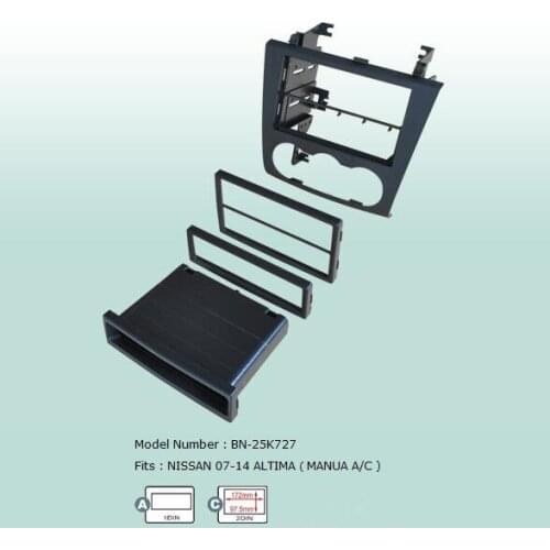 Car Fascias 2 Din Radio Audio Panel Frame Dash Kit For Nissan Altima Manual Air Conditioning 2007 2008 2009 2010 2011 2012~2014