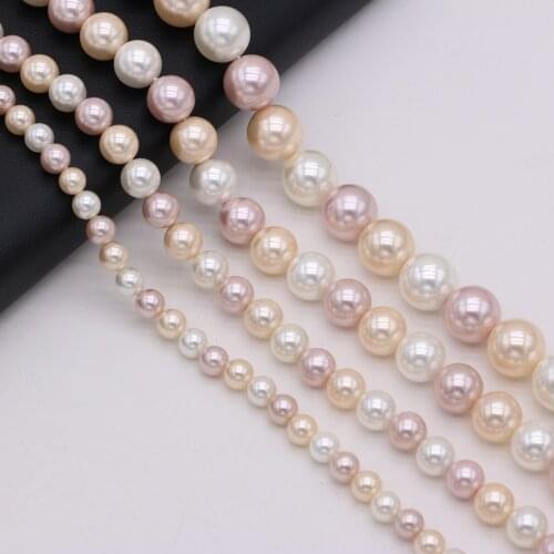 Natural shell bead round mixed color beaded pink white loose spacer beads for jewelry making DIY necklace bracelet accessory