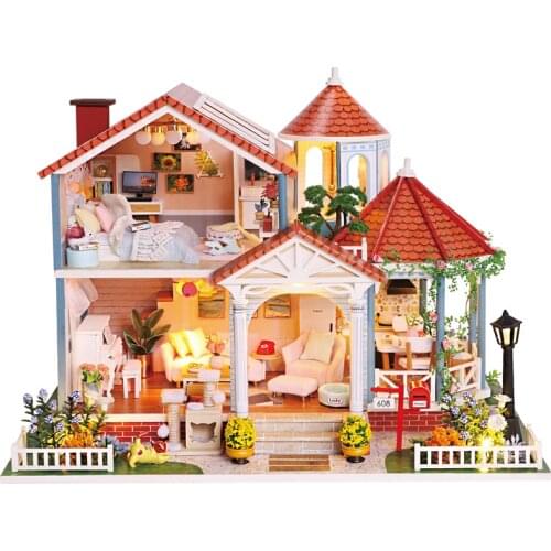 CUTEBEE DIY Dollhouse Wooden Doll Houses Miniature Doll House Furniture Kit Casa Music Led Toys for Children Birthday Gift