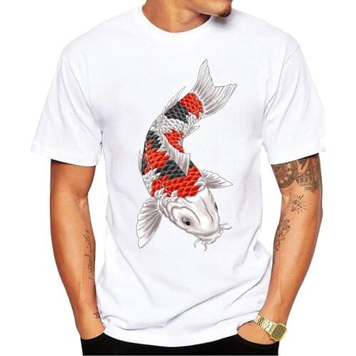 Japan Tattoo Style Japanese Koi Carp Fish T Shirts Men T-Shirt Male Female Slim Fit Unisex Short Sleeve Teeshirt Hanukkah