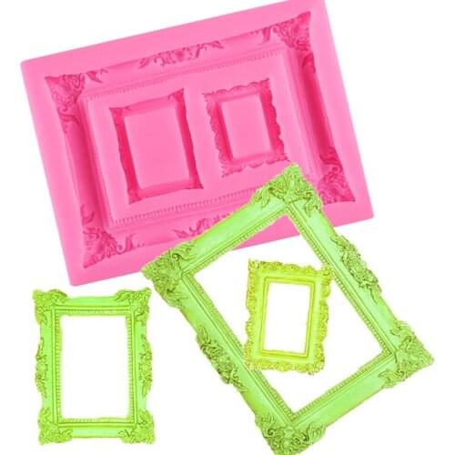 Classic Retro Photo Frame DIY Fondant Cake Biscuit Clay Epoxy Plaster Decoration Modeling Tool Handmade Silicone Mold
