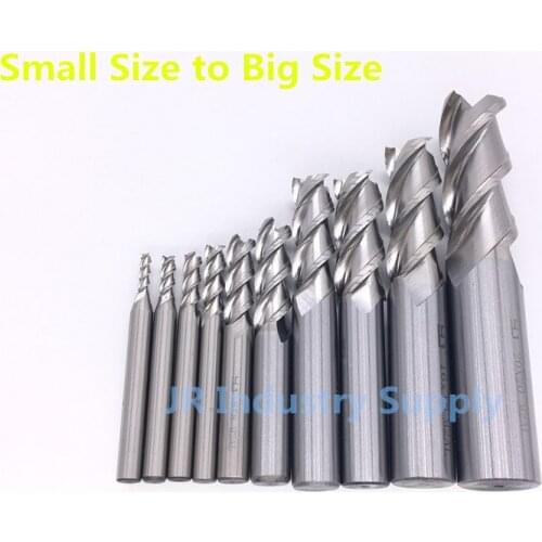 Jrealmer End Mill HSS 2/3/4 Flutes 3mm-20mm Diameter Milling Cutter Straight Shank Router Bit Set CNC Tools