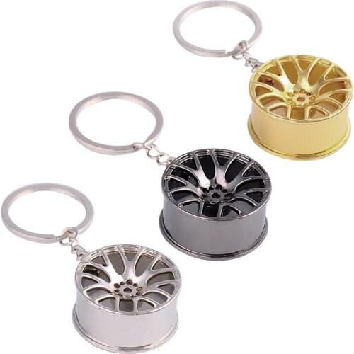 Creative Car Wheel Rim Turbo Metal Pendant Keychain Keyring Hanging Decoration