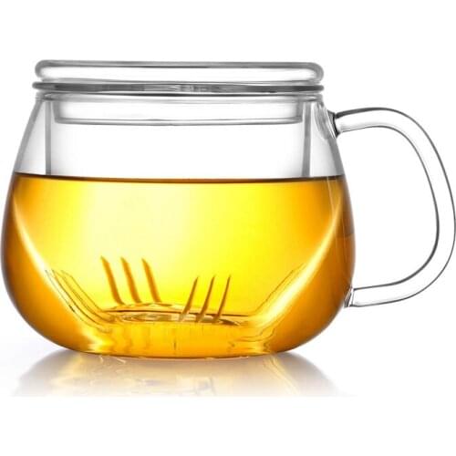 300ml Round Office Day Drinkware Herbal Floral Tea Mug Heat Insulation Filter Ultra Clear Teaware Women Cup Milk Mug