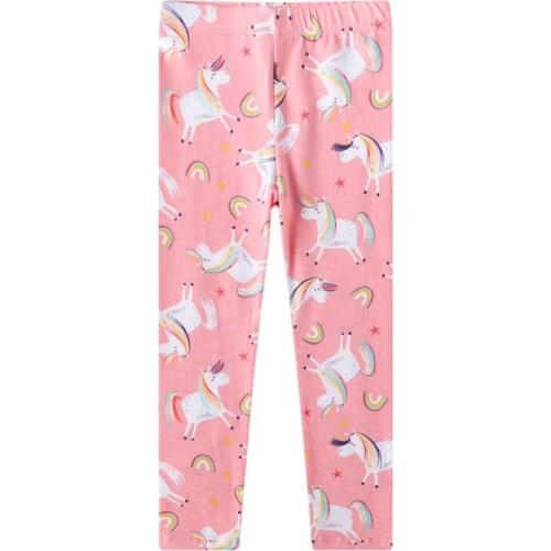Rainbow Animal Printing Girl Pants Cotton Kids Leggings Pink Unicorn Soft Elastic Pants Trousers For 2-7Y Children