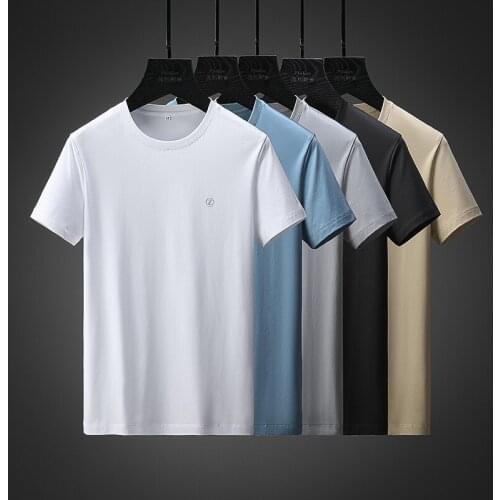 Summer BI into the basic base shirt liquid ammonia process cool feeling cotton breathable men round neck short sleeve T-shirt