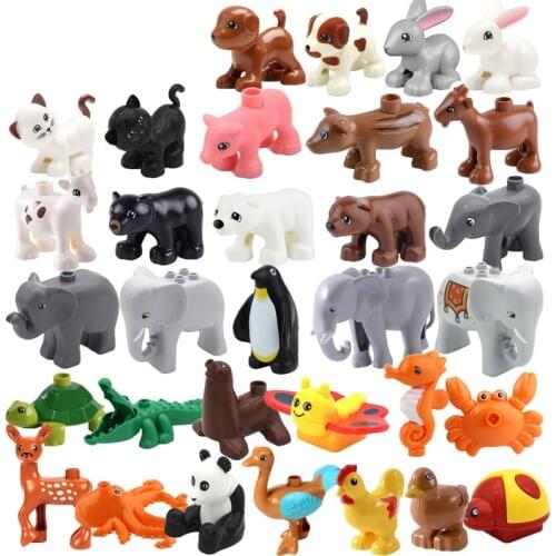 Zoo Model Building Blocks Original big Particles Bricks accessory Toys Compatible with Duplo Animal deer panda Elephant penguin