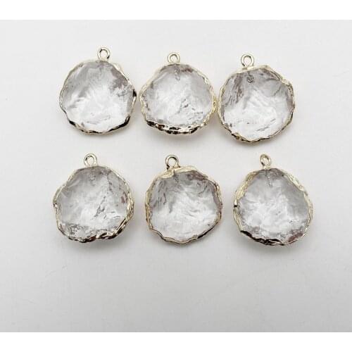 Fashion guard healing Irregular transparent gold plating Necklace pendants for jewelry making 6pc charm accessories wholesale