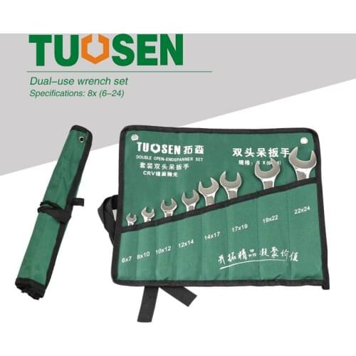 8-Piece Set Open End Wrench Hand Tool Torque Spanner 6-24mm Combination Spanners Bag Wrenches Wheel Kit For Both Ends