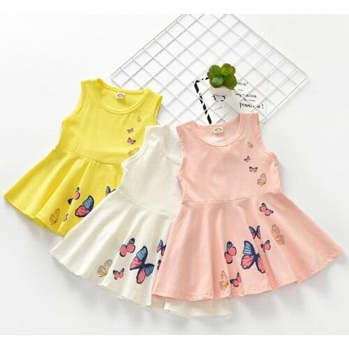 Girls Clothing Cute Girl Dress Kids Princess Sleeveless Dress Summer kid Cotton Clothes Baby Girl Butterfly Princess Dresses