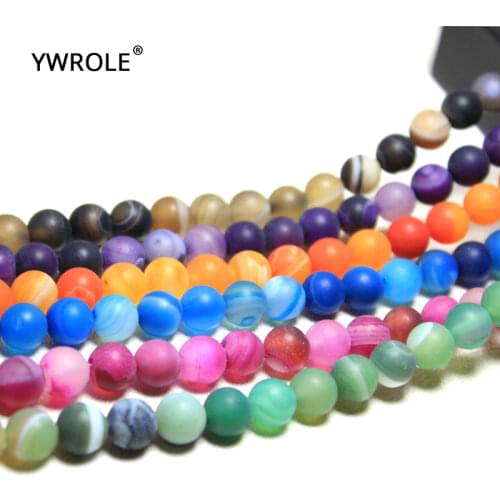 Wholesale AAA+ Dull Polish Stripe Chalcedon Natural Stone Round Beads For Jewelry Making DIY Bracelet Necklace 6 /8 /10 mm 15