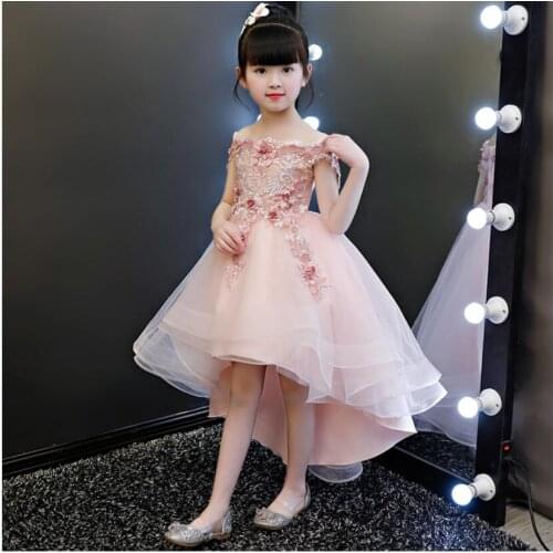 Flower Girl Tutu Dress Beads Flower Lace Girls Prom Gowns Girl Party Dresses Evening Princess Wedding Girl Pageant Clothes