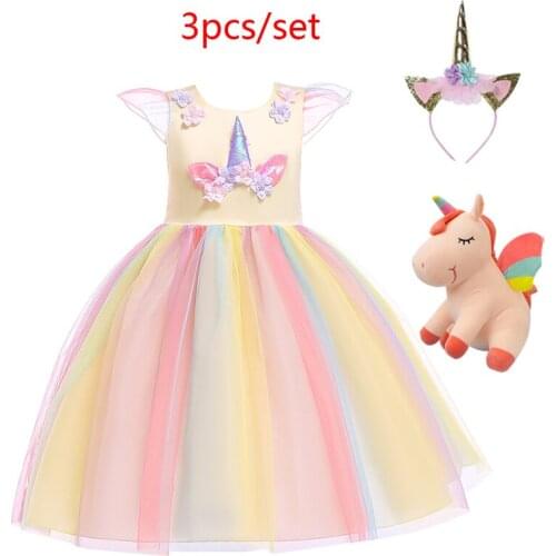 Birthaday Toddler Girl Dresses Kids Dress for Girls Dolls Unicorn Party Dress Cosplay Costume Princess Dresses Halloween Clothes