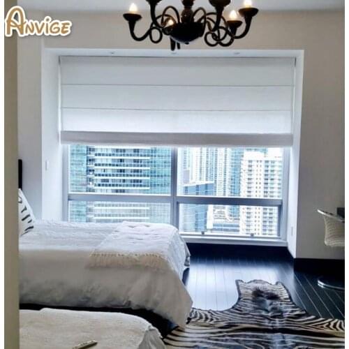Plain White Full Blackout/Light Filter Roman Shades ,Easy Install Washable Curtains ,Customized Window Curtain Drape