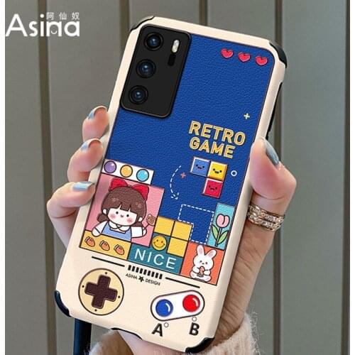 ASINA Imitation Lambskin Case For Huawei P40 P30 P20 Pro Cover Cartoon Bumper Silicone Cases For Nova 3 3i 4 5t 6 7 8 Coque Girl
