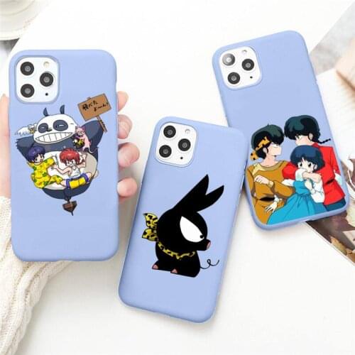 Cartoon Ranma 1 2 Phone Case for iPhone 12 mini 11 Pro Max X XR XS 8 7 6s Plus Candy purple Silicone cover