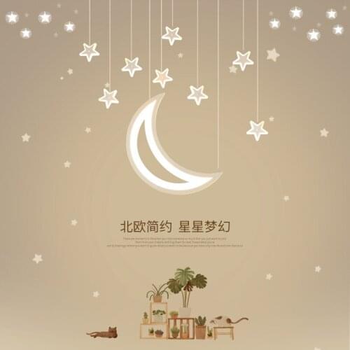 Led Chandelier Star Childrens Room Creative Moon Home Cartoon Girl Bedroom Bedside Lamp Nordic Simple Modern Bar Counter Living