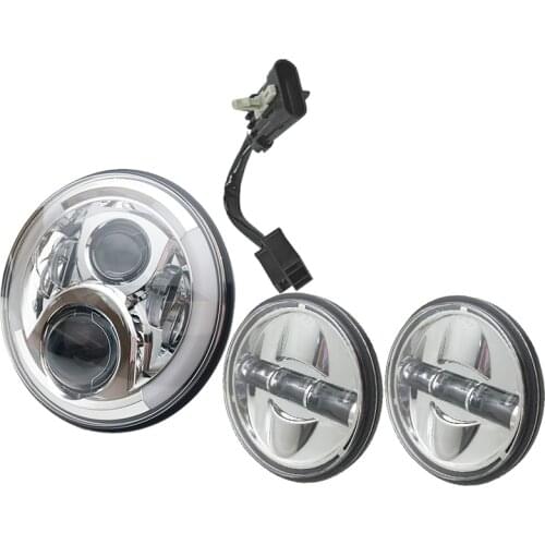 New Motorcycle 7" LED Headlights with 4.5 inch Passing Lamps Fog Lights For Harley Touring Street Glide Road King Electra Glide