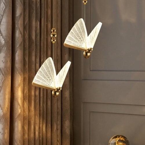 Butterfly Led pendant Lights Nordic Bedside Staircase Home Modern Bedroom Restaurant Hallway Art Hanging Lamp Indoor Lighting