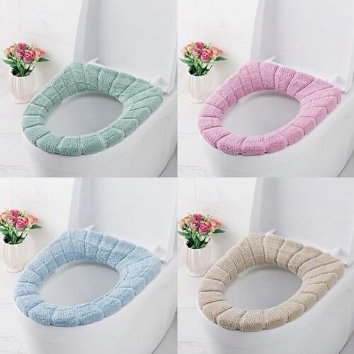 Comfortable Universal Toilet Seat Cover Warm Soft Reusable Flannel Toilet Mat Seat Case Toilet Lid Cover Bathroom Products