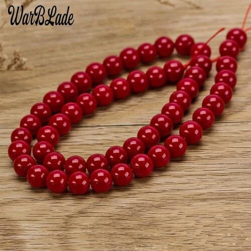 WarBLade Fashion Red Coral Beads Round Loose Beads Natural Stone 4mm 6mm 8mm 10mm For DIY Bracelet Necklace Jewelry Making