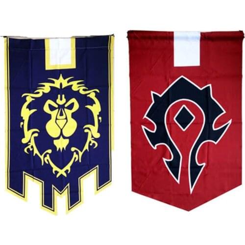World Of Warcrafts Wow Alliance Horde Banner Flag Dacron Blue Home Decor Cosplay Accessory Cos Prop
