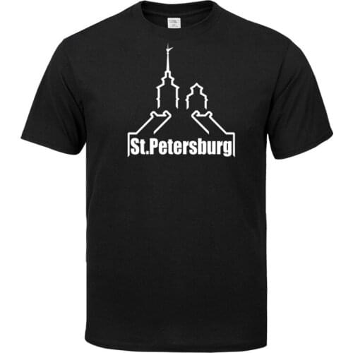 SMOTRA RU St Petersburg Harajuku Funny Black Cotton T-shirts Men Summer Streewear Man Hub Clothes