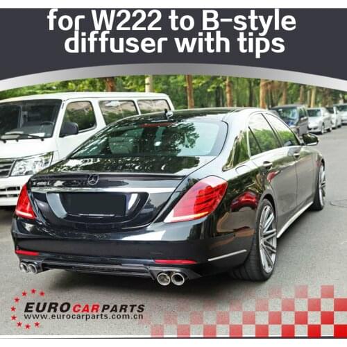 B700 rear diffuser fit for MB S-class W222 S350 S400 S450 to B style B700 rear diffuser with tips PP or carbon fiber material